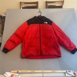 The North Face 700 Down Puffer Jacket Mens XL Red Black Zip Winter Coat